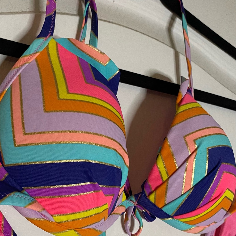 Super Cute Bright Patterned Bikini Top - image 1